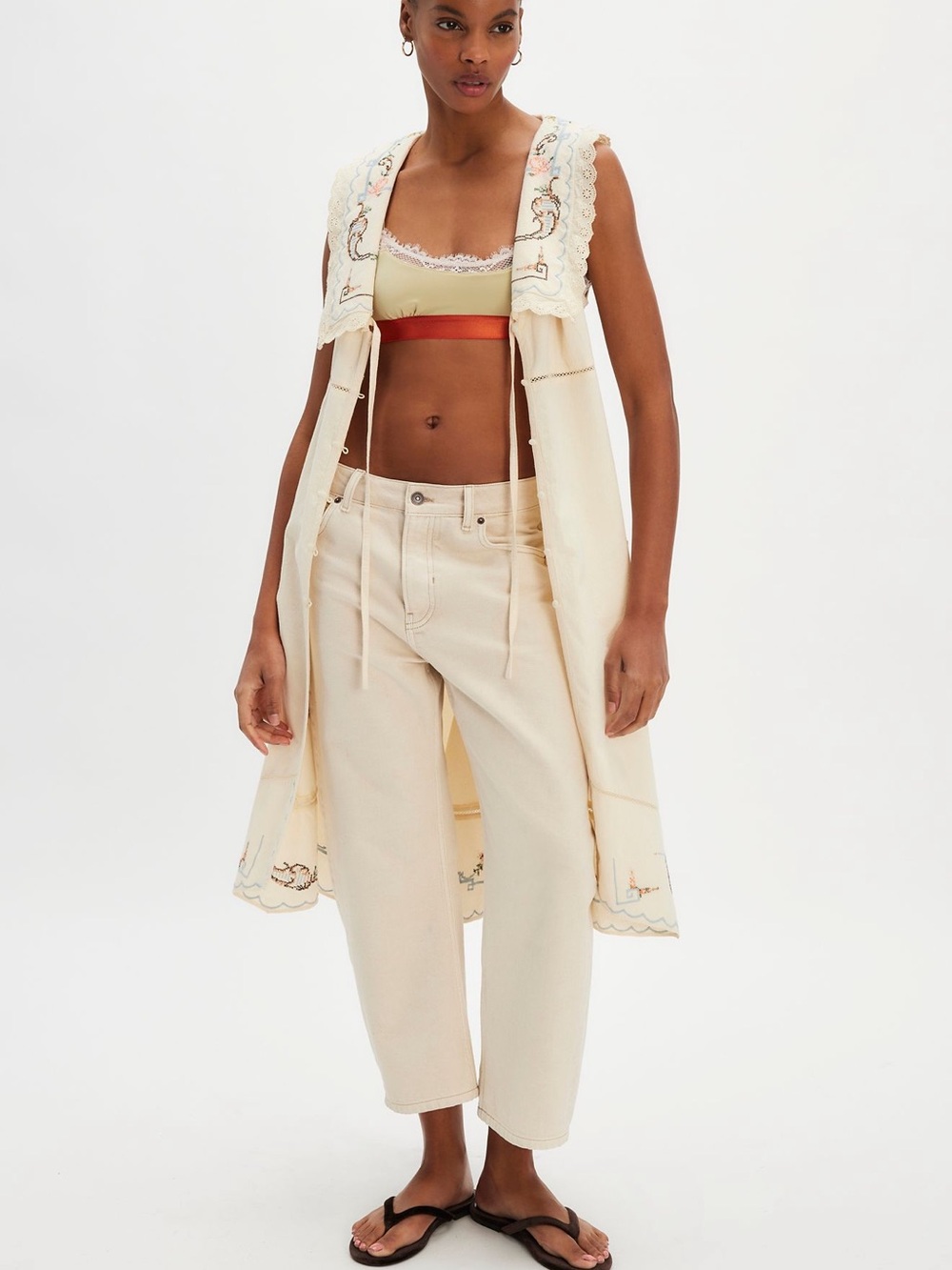 NWOT Free People Allie Embroidered Vest- Ivory - Picture 4 of 11